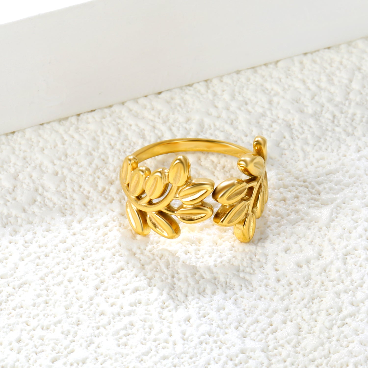 Dainty Leaf Branch Bypass Adjustable Ring