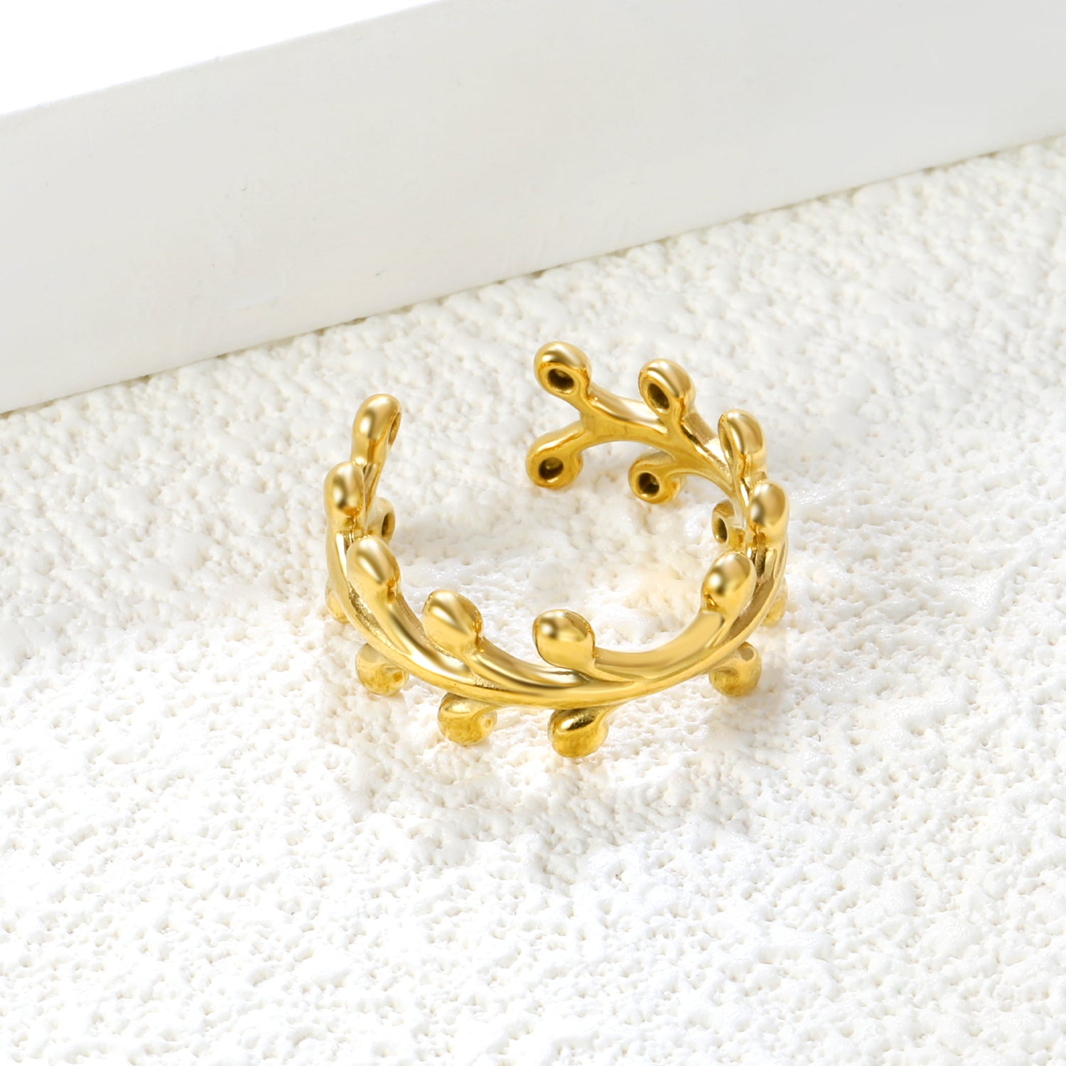 Organic Coral Branch Gold Adjustable Ring