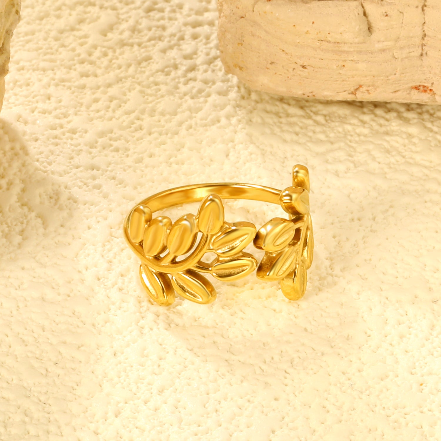 Dainty Leaf Branch Bypass Adjustable Ring