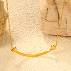 Dainty Gold Smile Bar Necklace with Heart Details