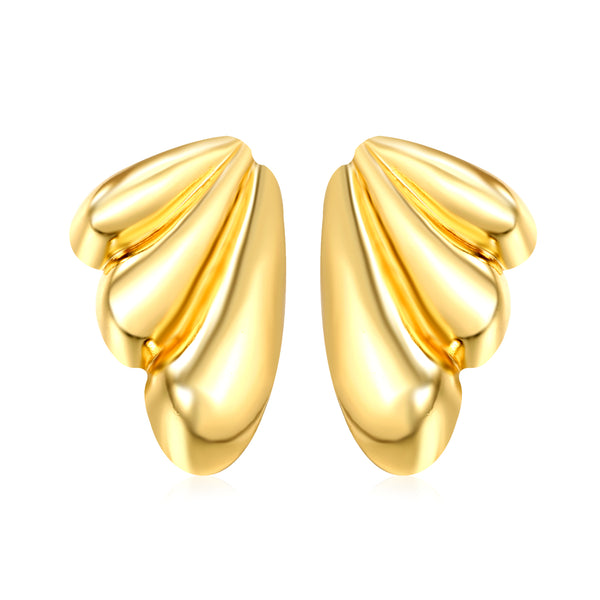 Pair of gold earrings on a white background 18k gold plated waterproof anti tarnish jewelry india elazo