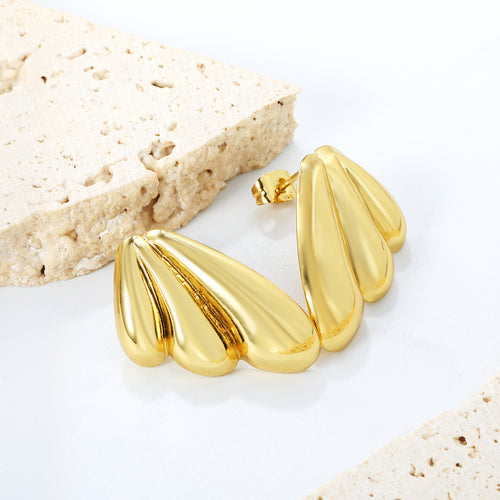 18K Gold Plated Abstract Gold Wing Stud Earrings | Waterproof | ELAZO