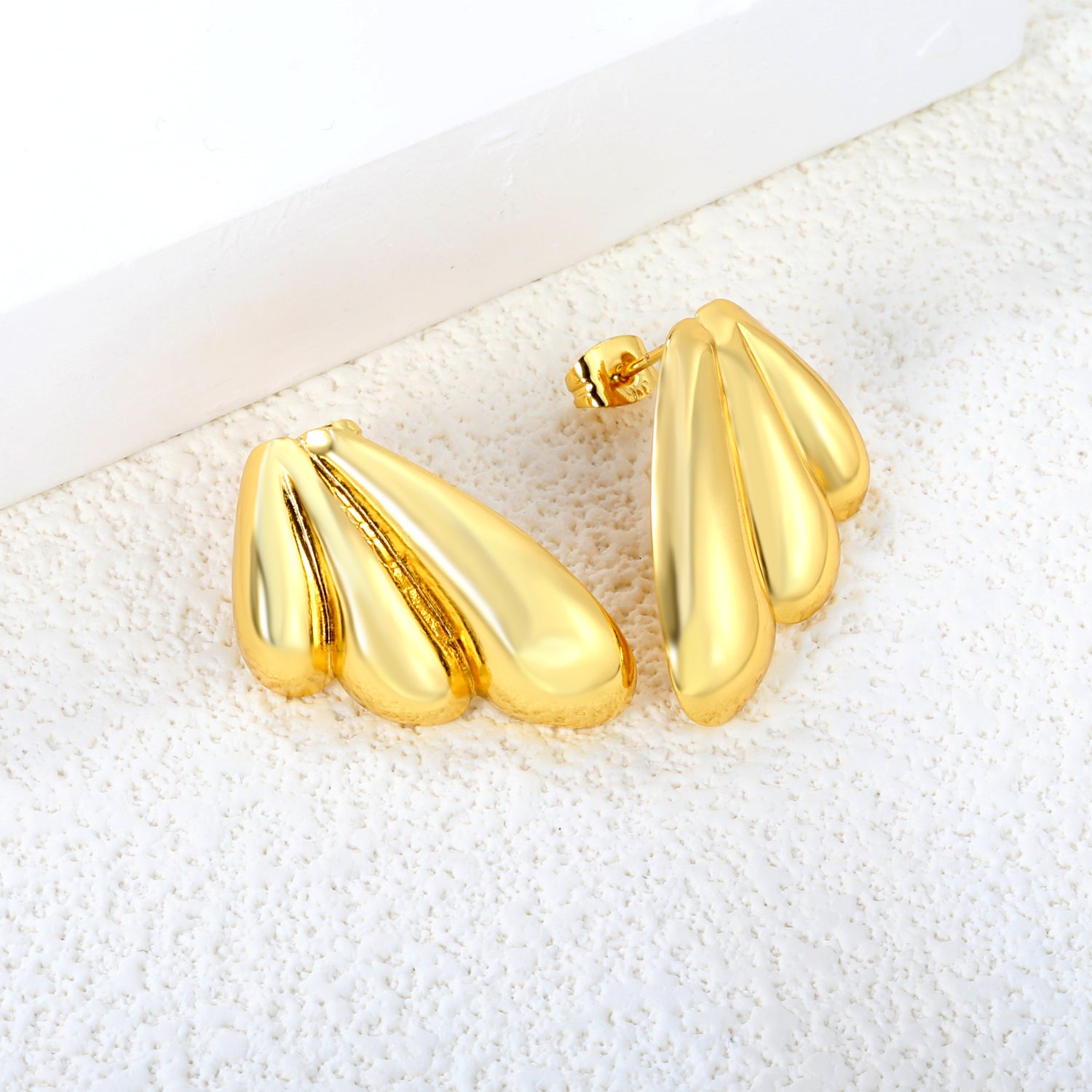 Abstract Gold Wing Stud Earrings