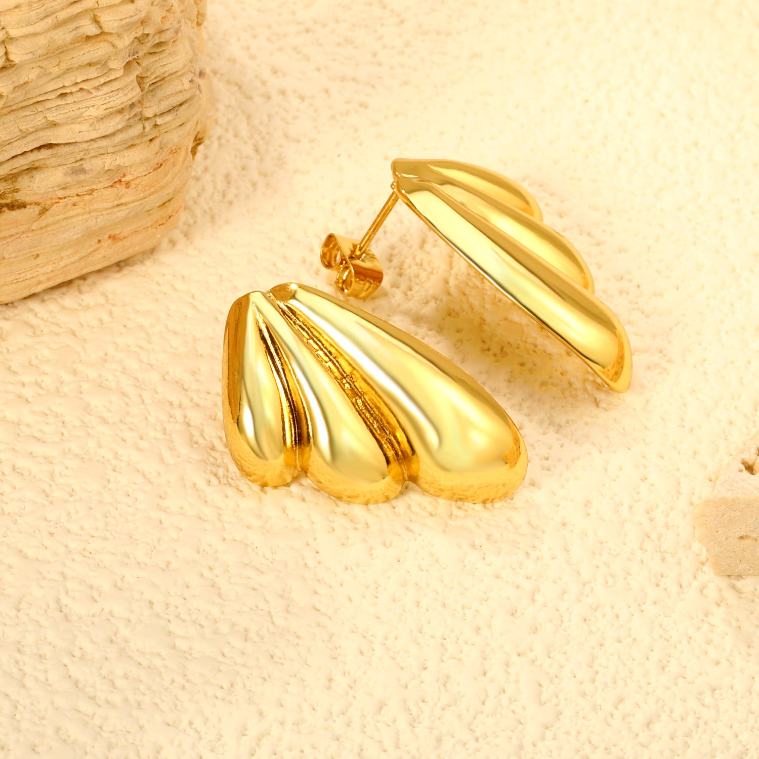 Abstract Gold Wing Stud Earrings
