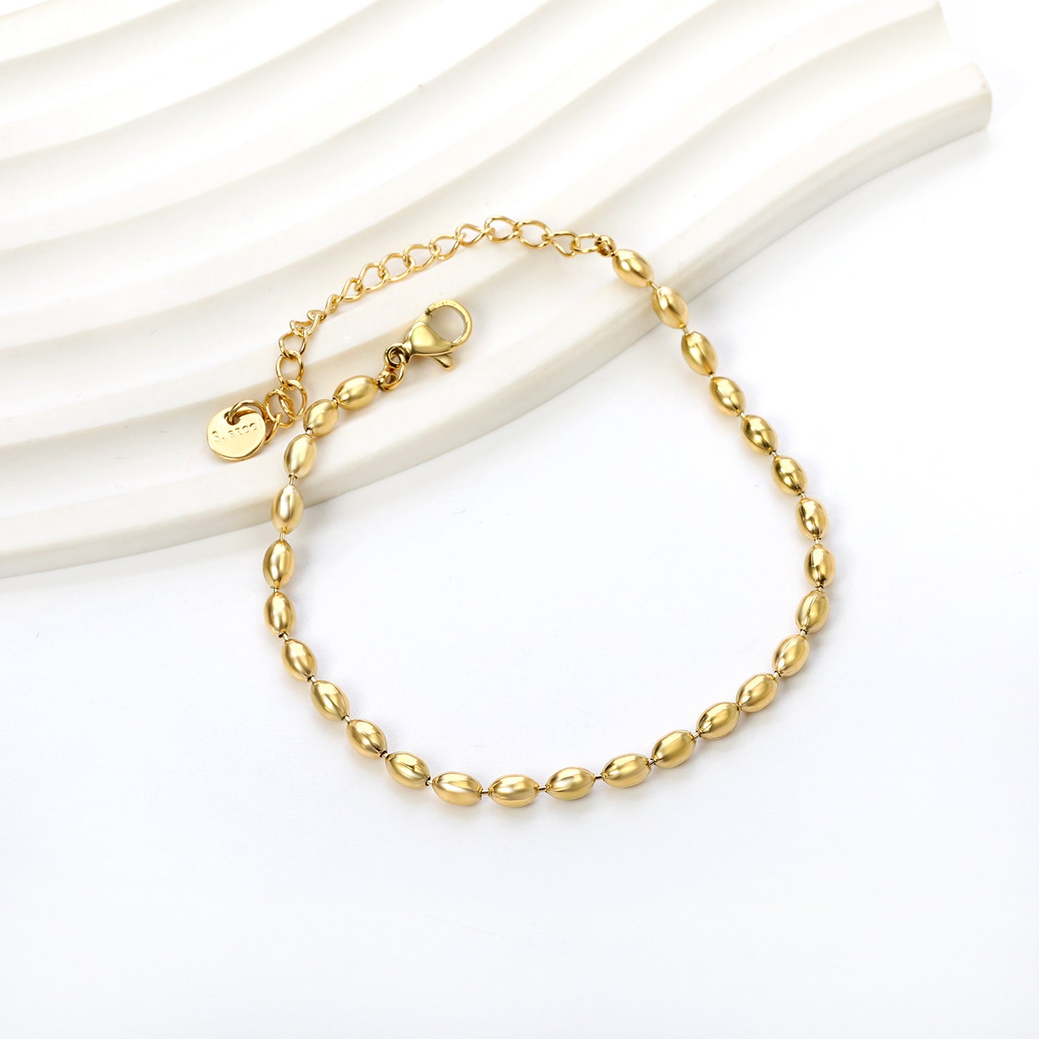Minimalist Gold Oval Bead Bracelet
