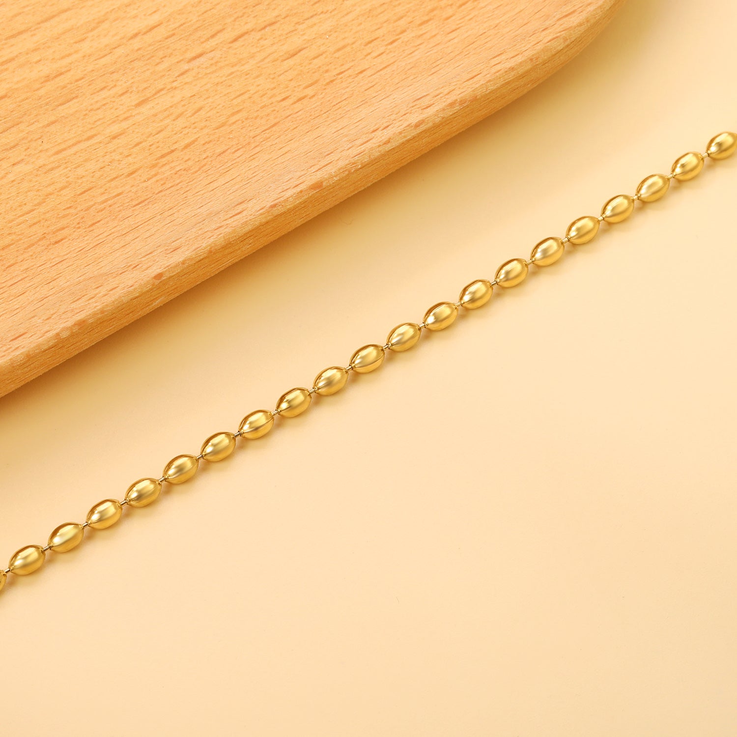 Minimalist Gold Oval Bead Bracelet