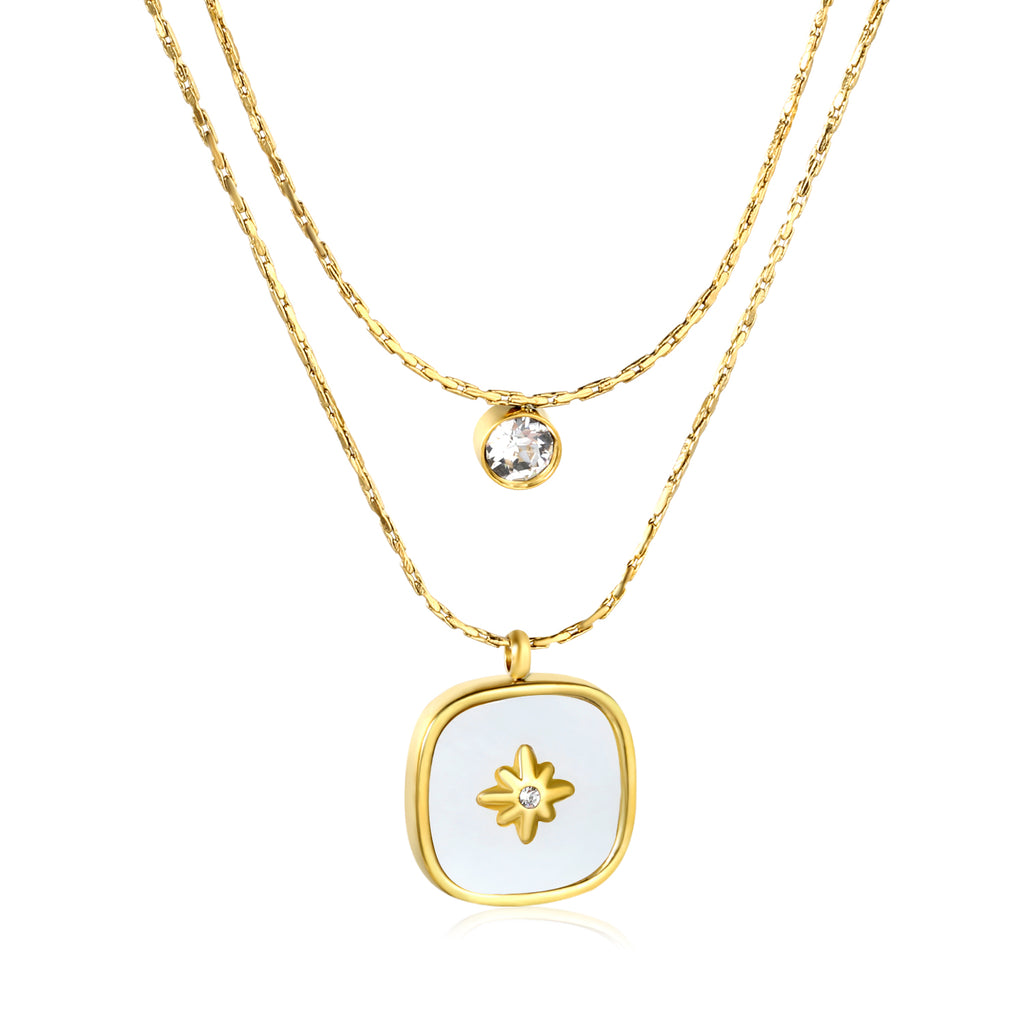 Layered North Star & Mother of Pearl Necklace