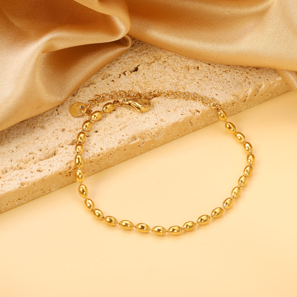 Minimalist Gold Oval Bead Bracelet