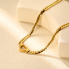 Chunky Gold Chain Necklace with Open Heart