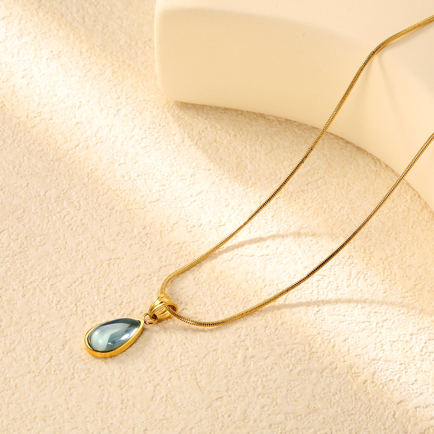 Blue Teardrop Gemstone Pendant Necklace