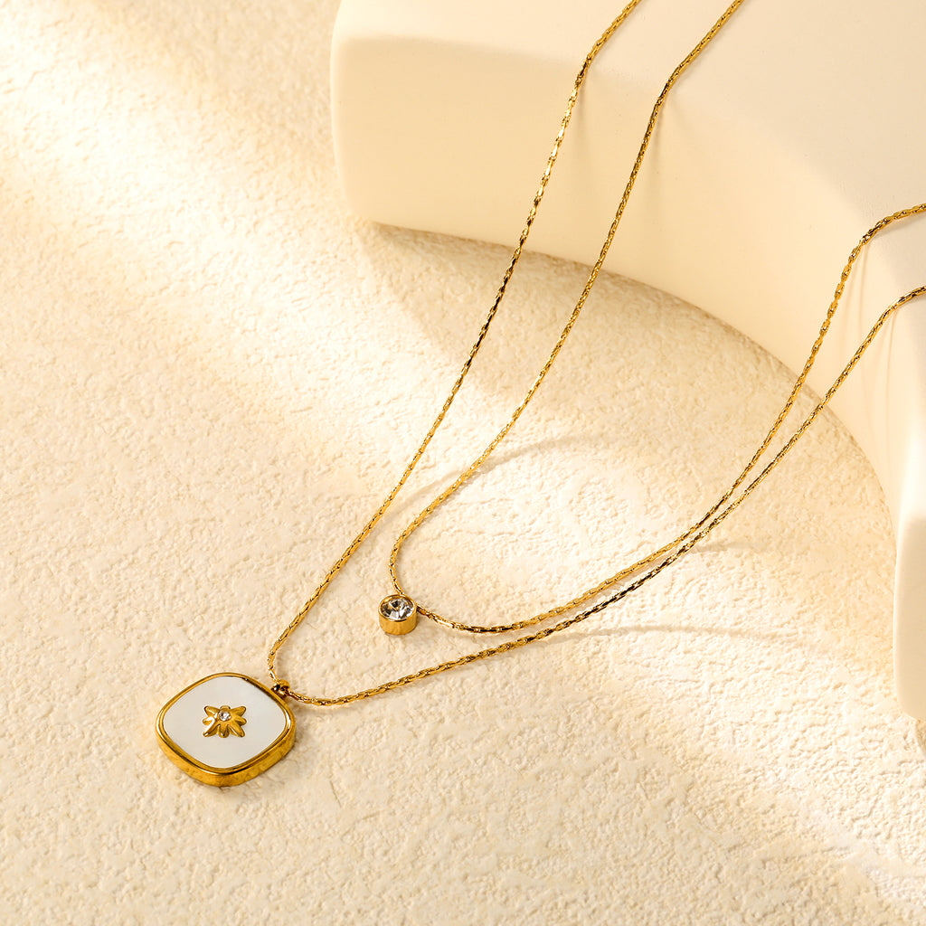 Layered North Star & Mother of Pearl Necklace