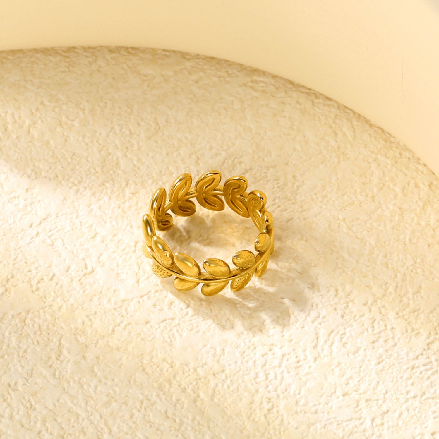 Gold Laurel Leaf Adjustable Ring
