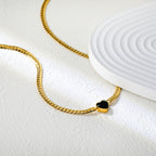 Chunky Gold Chain Necklace with Green Heart