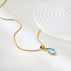 Blue Teardrop Gemstone Pendant Necklace