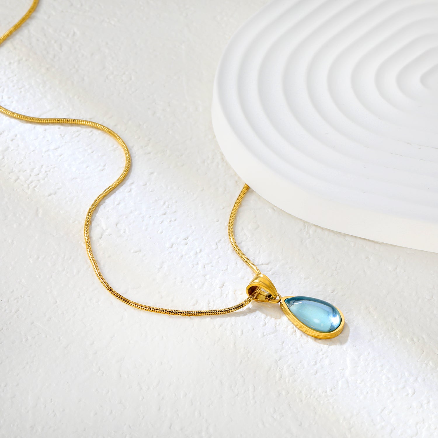 Blue Teardrop Gemstone Pendant Necklace