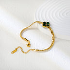 Green Clover Snake Chain Bracelet