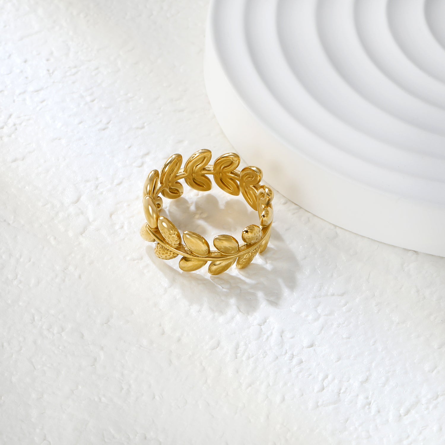 Gold Laurel Leaf Adjustable Ring