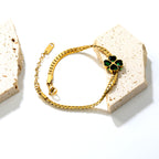 Green Clover Snake Chain Bracelet