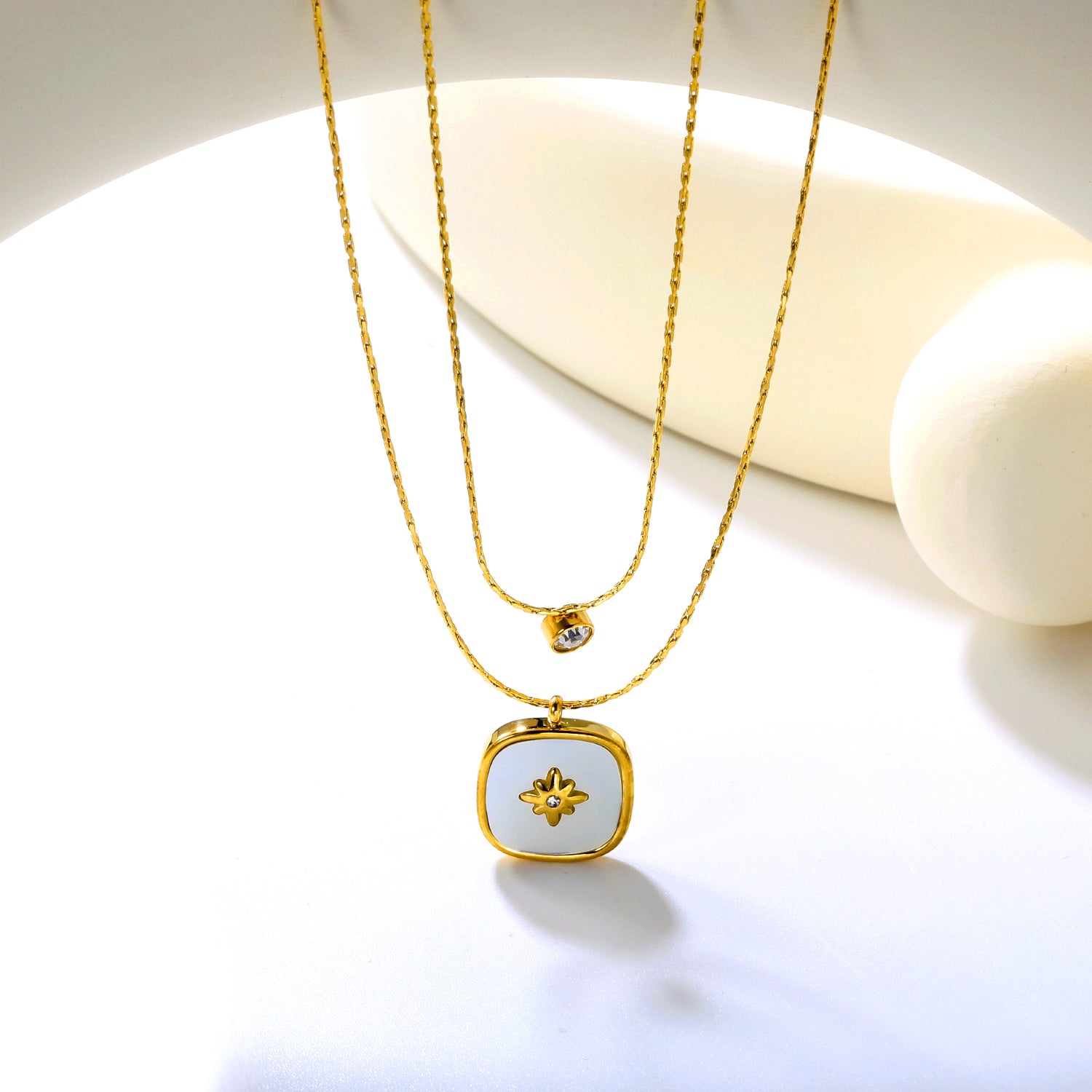 Layered North Star & Mother of Pearl Necklace