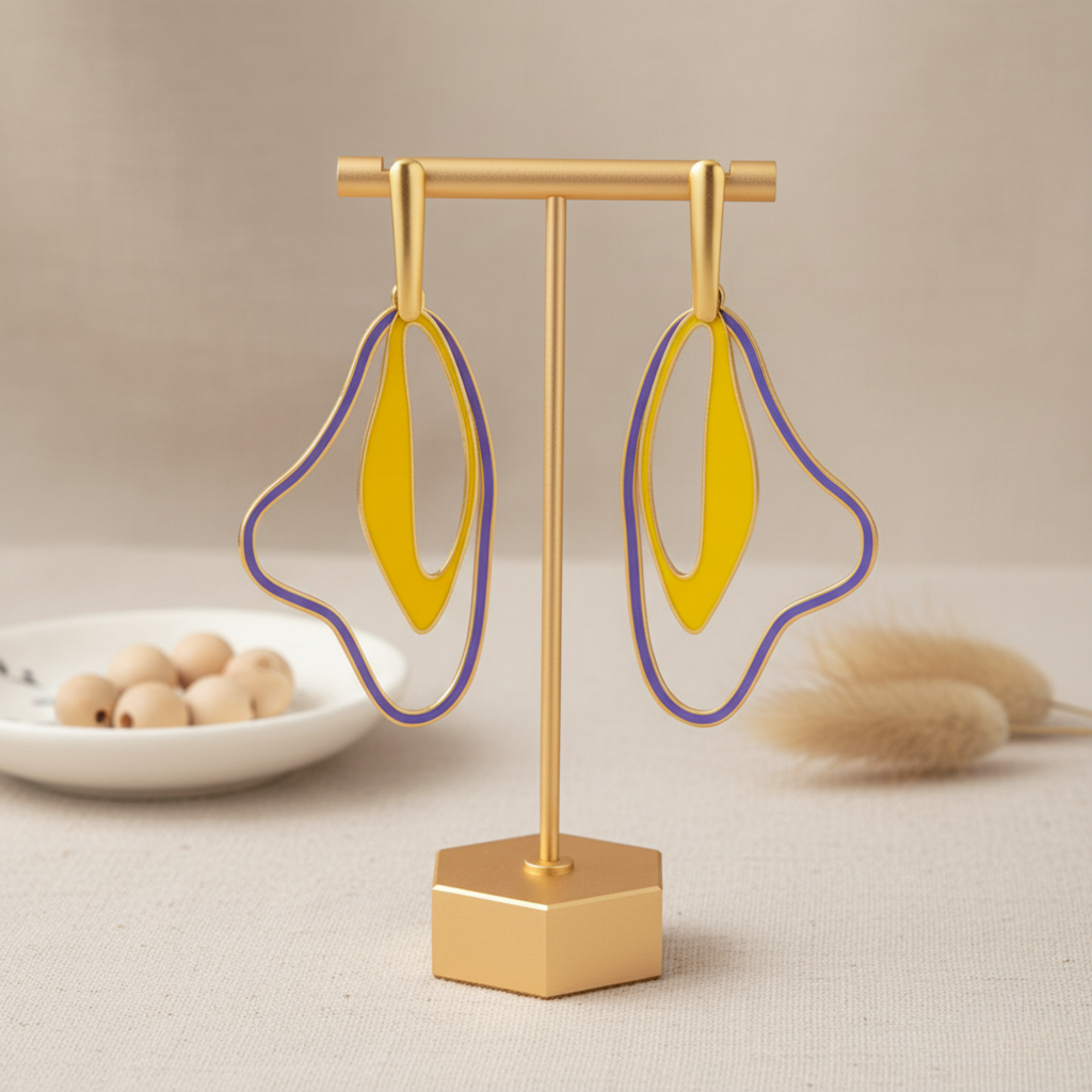 Colorful Abstract Enamel Dangle Earrings