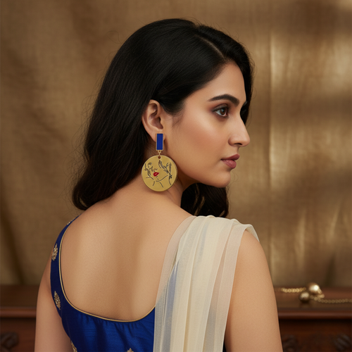 18K Gold Plated Abstract Face Line Art Dangle Earrings | Waterproof | ELAZO