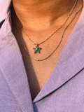 18K Gold Plated Layered Green Crystal Flower Necklace | Waterproof | ELAZO
