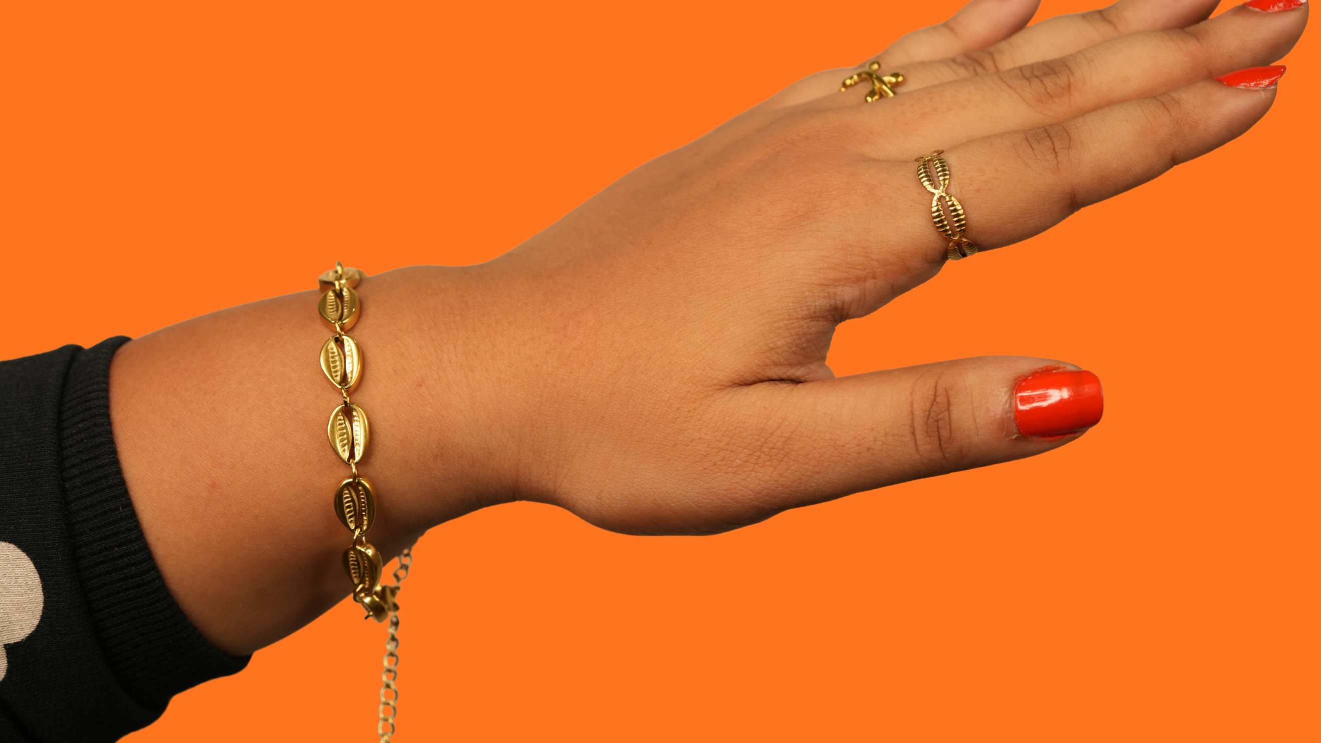 Gold Cowrie Shell Link Bracelet