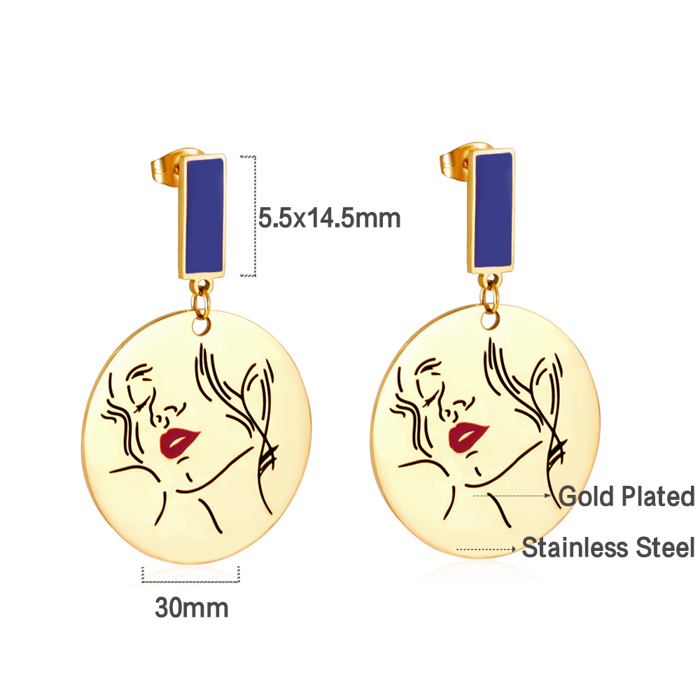 Abstract Face Line Art Dangle Earrings