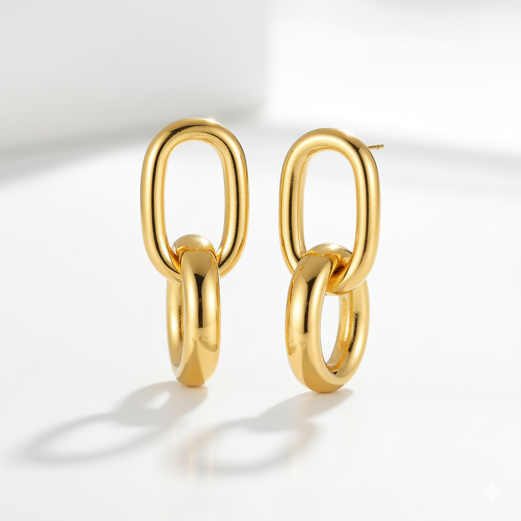 Gold Interlocking Link Earrings
