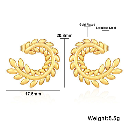 Gold Laurel Leaf Hoop Earrings