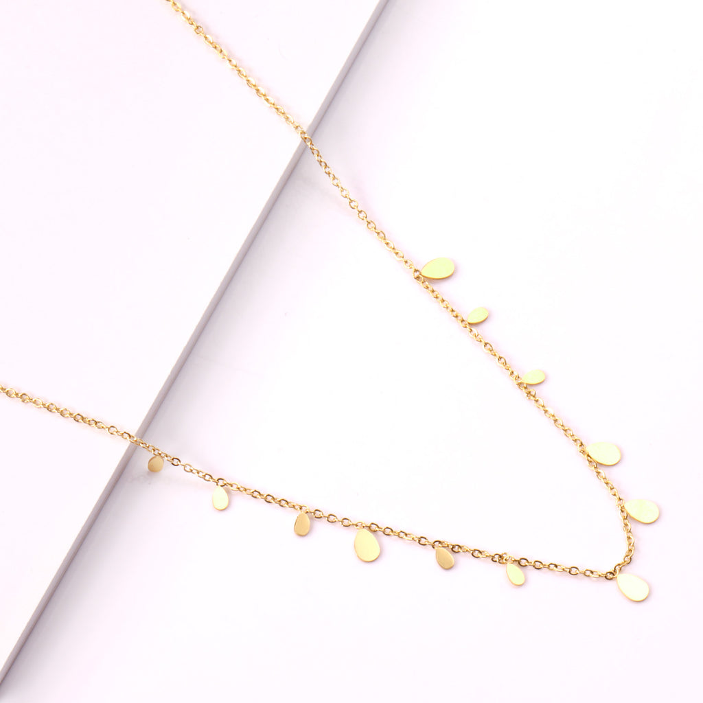 Droplet Charm Necklace - 18k Gold Plated Stainless Steel