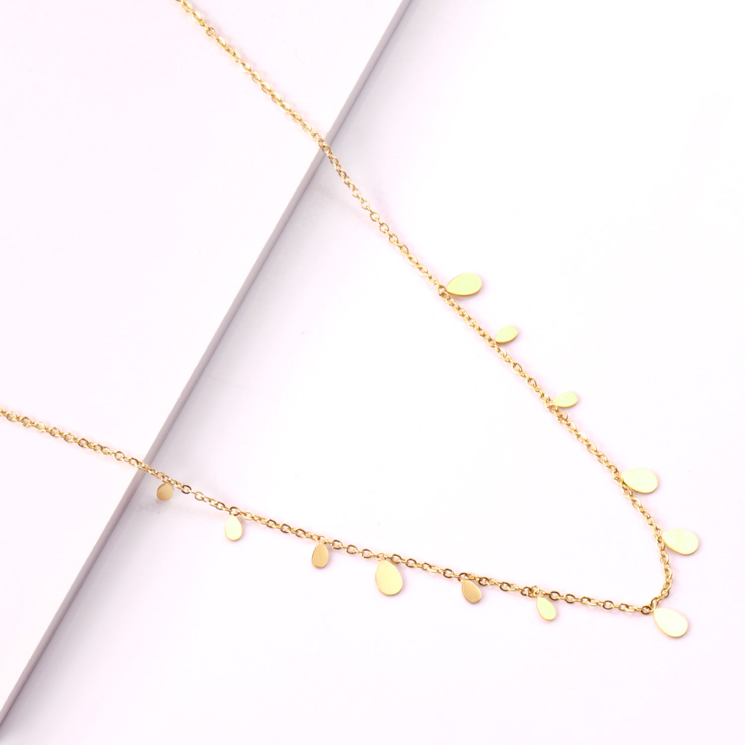 Droplet Charm Necklace - 18k Gold Plated Stainless Steel