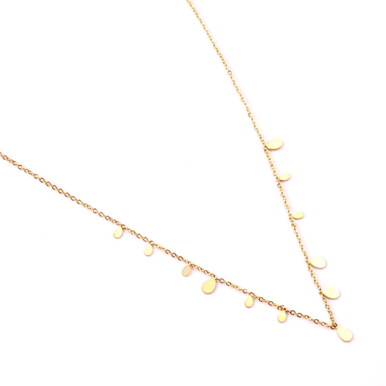 Droplet Charm Necklace - 18k Gold Plated Stainless Steel