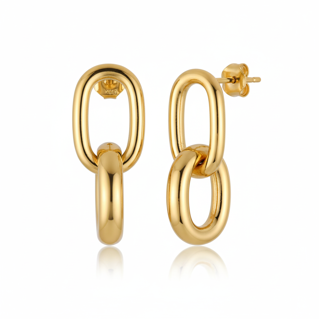 Gold Interlocking Link Earrings