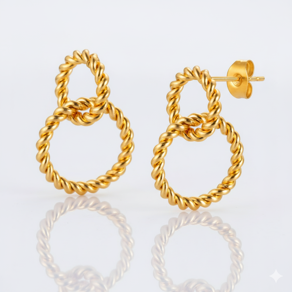 Twisted Gold Double Hoop Earrings