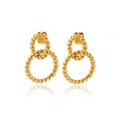 Pair of 18k gold plated hoop earrings on a white background waterproof anti tarnish jewelry india elazo