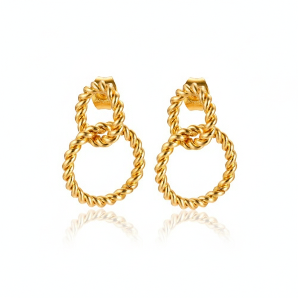 Twisted Gold Double Hoop Earrings