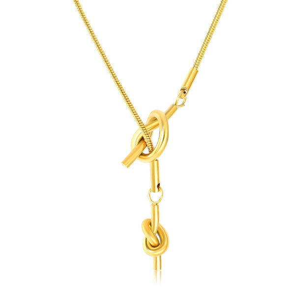 Gold Knot Lariat Necklace