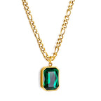Emerald-Cut Green Gemstone Pendant Necklace