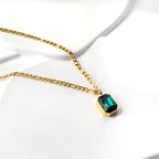 Emerald-Cut Green Gemstone Pendant Necklace