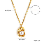 Organic Molten Gold & Pearl Pendant Necklace