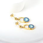 Blue Enamel Heart Drop Earrings