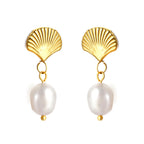 Seashell & Pearl Drop Earrings