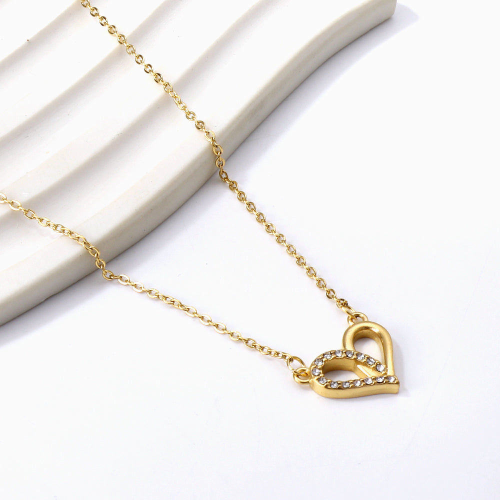 Crystal Heart Interlocking Pendant Necklace