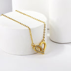 Crystal Heart Interlocking Pendant Necklace