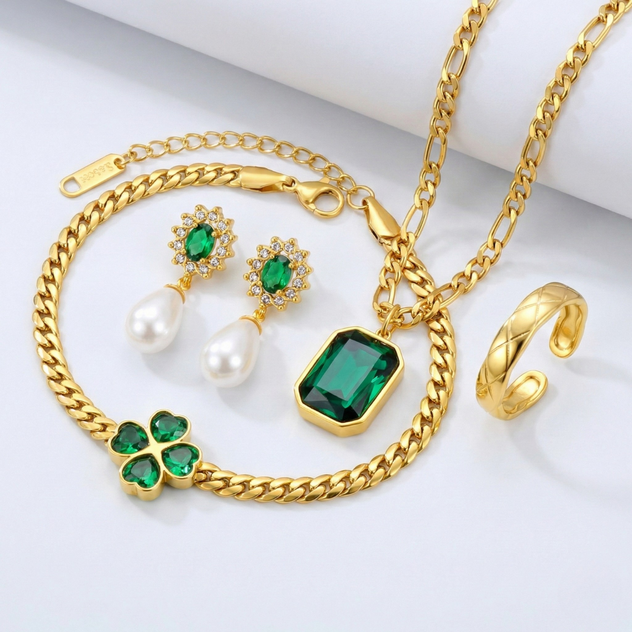 The Royal Emerald Luxe Combo (4-Piece Set)