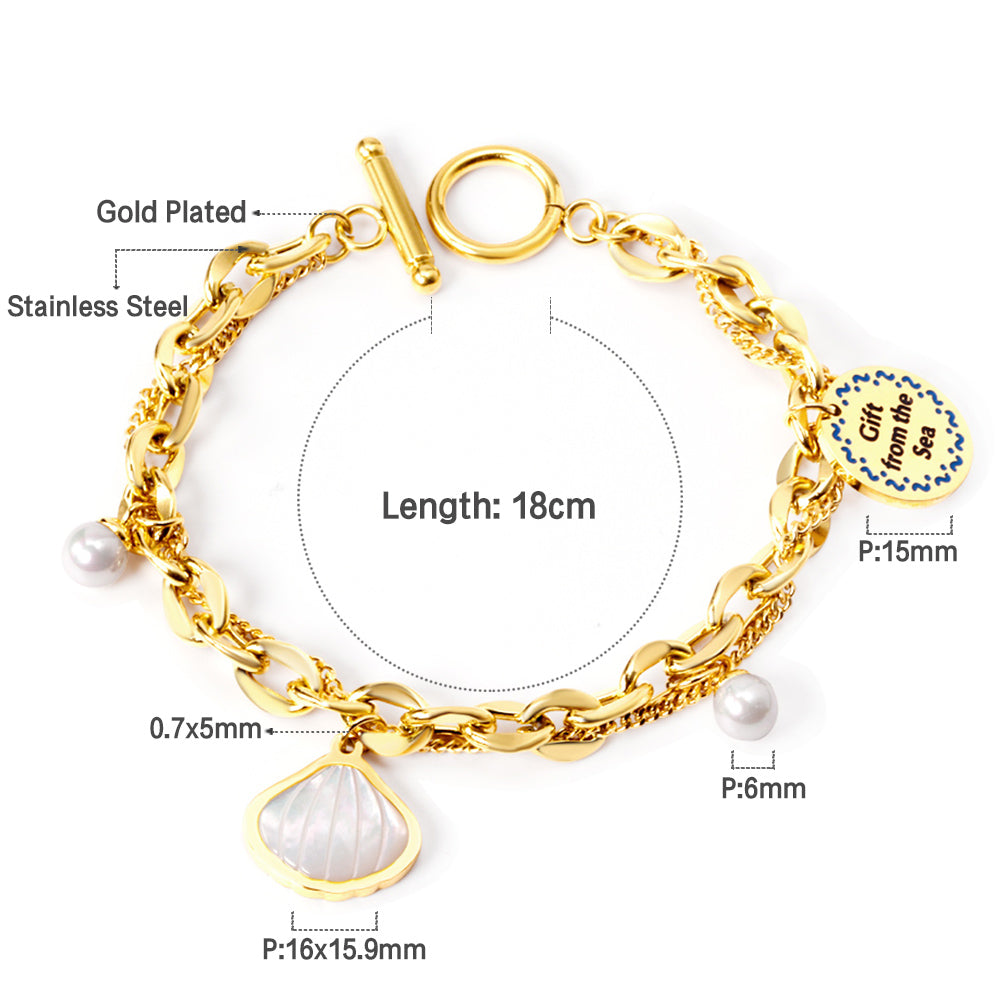Ocean Charm & Pearl Toggle Bracelet