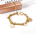 Ocean Charm & Pearl Toggle Bracelet