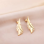 Gold Feather Statement Stud Earrings
