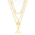 18K Gold Plated Triple Layered Ocean Charm Necklace | Waterproof | ELAZO